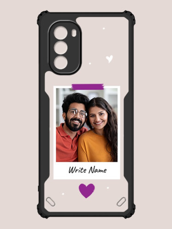 Custom Motorola G51 5G Custom Hybrid Mobile Phone Case With Couple Themed Polaroid Picture Style Design