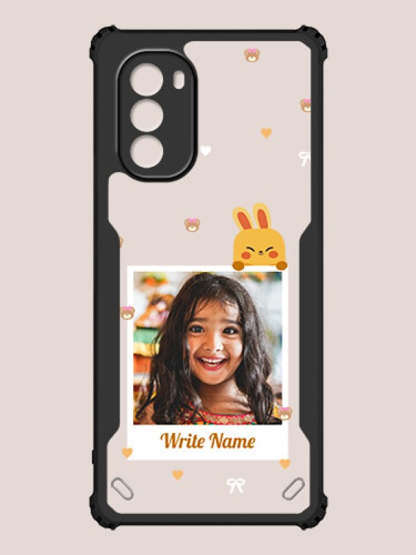 Custom Motorola G51 5G Custom Hybrid Mobile Phone Case With Cute Yellow Mouse Themed Polaroid Picture Style Design