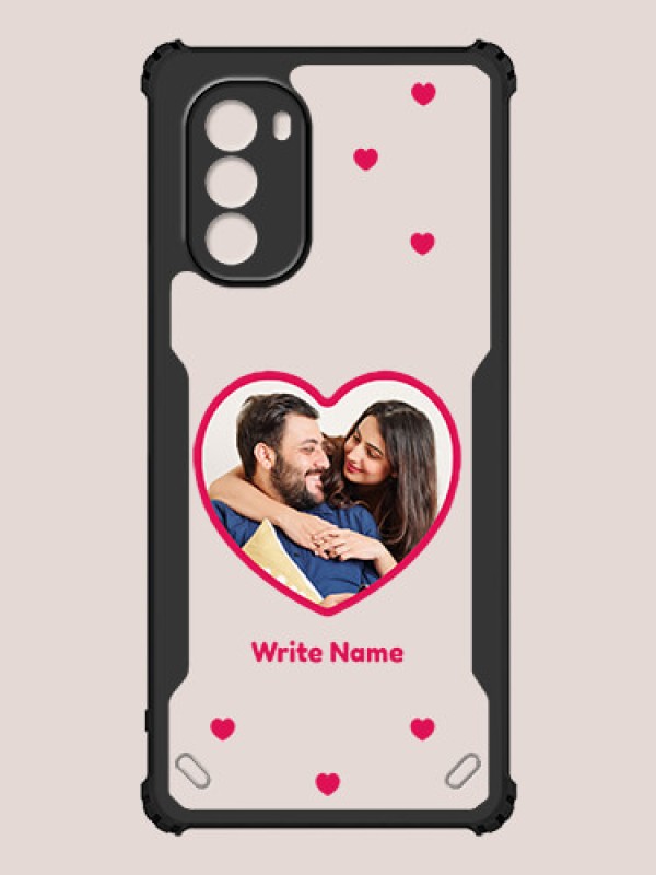 Custom Motorola G51 5G Custom Hybrid Mobile Phone Case With Floating Hearts Themed Couple Design