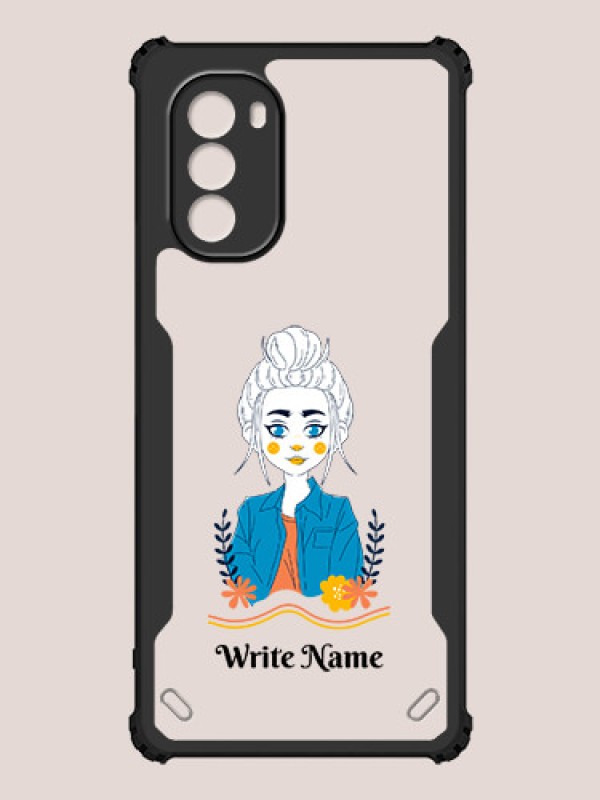 Custom Motorola G51 5G Custom Hybrid Mobile Phone Case With Cute Cartoon Girl Design