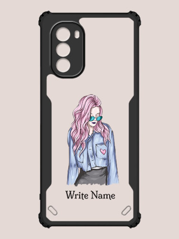 Custom Motorola G51 5G Custom Hybrid Mobile Phone Case With Cool Girl Design