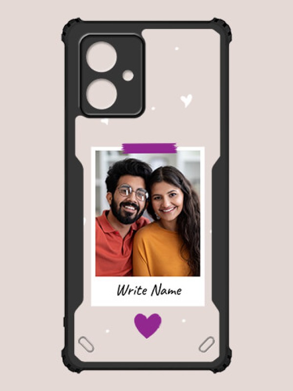 Custom Motorola G54 5G Custom Hybrid Mobile Phone Case With Couple Themed Polaroid Picture Style Design