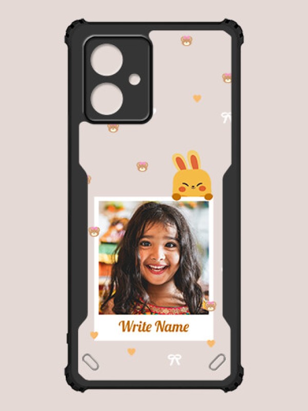 Custom Motorola G54 5G Custom Hybrid Mobile Phone Case With Cute Yellow Mouse Themed Polaroid Picture Style Design