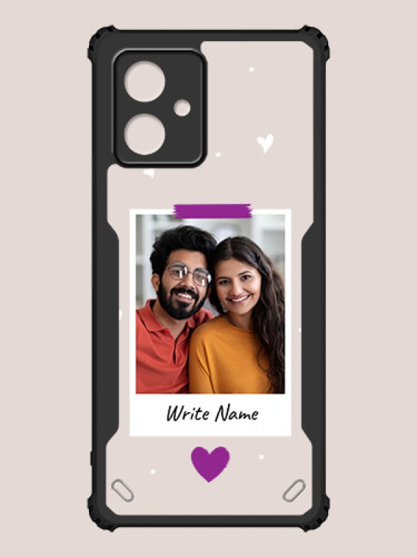Custom Moto G54 Custom Hybrid Mobile Phone Case With Couple Themed Polaroid Picture Style Design