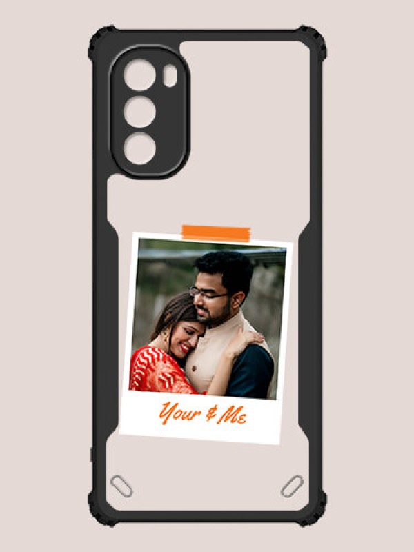 Custom Moto G62 Custom Hybrid Mobile Phone Case With You and Me Themed Polaroid Picture Style Design