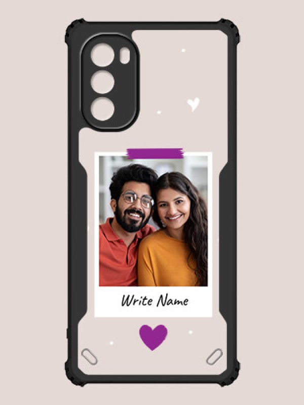 Custom Moto G62 Custom Hybrid Mobile Phone Case With Couple Themed Polaroid Picture Style Design
