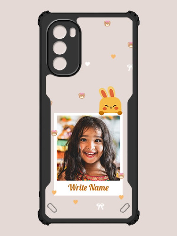 Custom Moto G62 Custom Hybrid Mobile Phone Case With Cute Yellow Mouse Themed Polaroid Picture Style Design