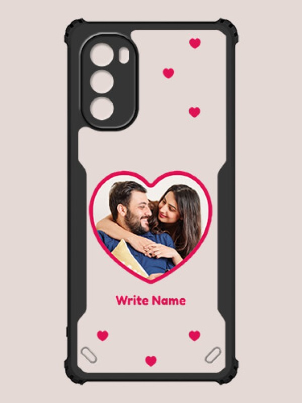 Custom Moto G62 Custom Hybrid Mobile Phone Case With Floating Hearts Themed Couple Design