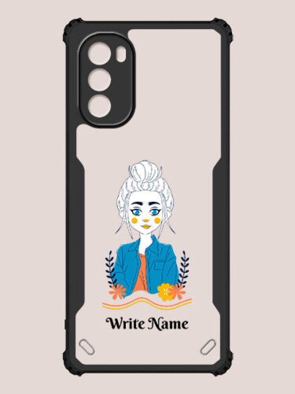 Custom Moto G62 Custom Hybrid Mobile Phone Case With Cute Cartoon Girl Design