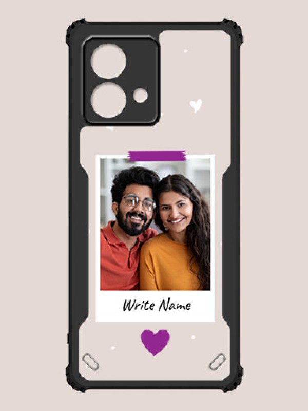 Custom Moto G84 5G Custom Hybrid Mobile Phone Case With Couple Themed Polaroid Picture Style Design