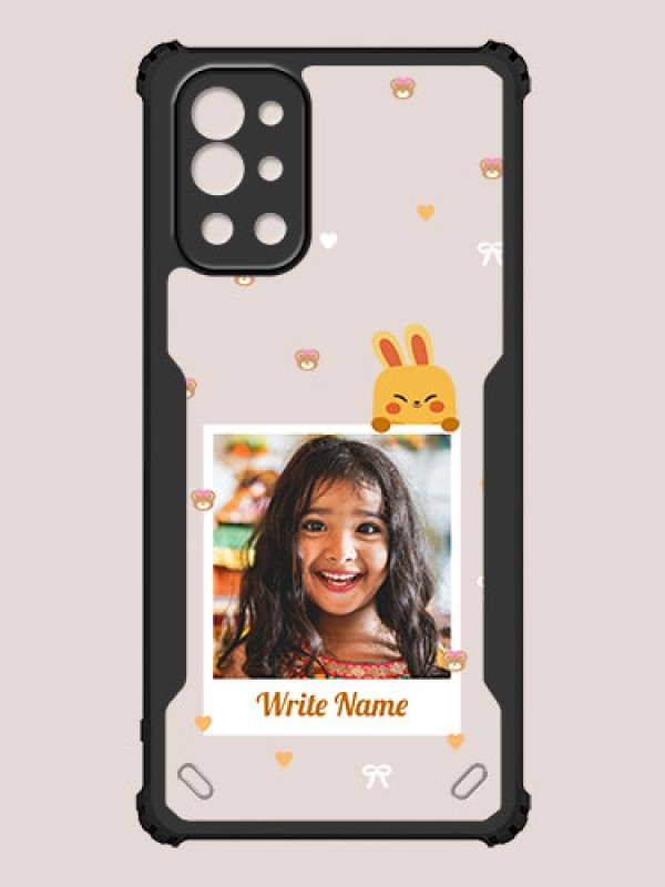 Custom OnePlus 9R Custom Hybrid Mobile Phone Case With Cute Yellow Mouse Themed Polaroid Picture Style Design