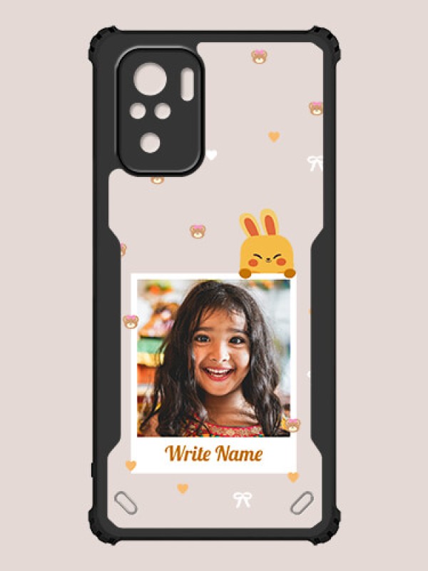 Custom Redmi Note 10 4G Custom Hybrid Mobile Phone Case With Cute Yellow Mouse Themed Polaroid Picture Style Design