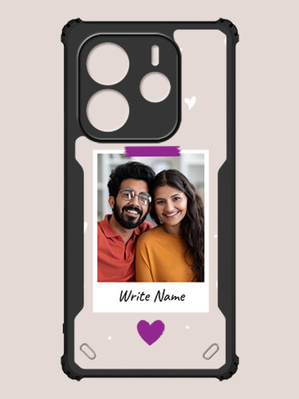 Custom Redmi Note 14 Custom Hybrid Mobile Phone Case With Couple Themed Polaroid Picture Style Design