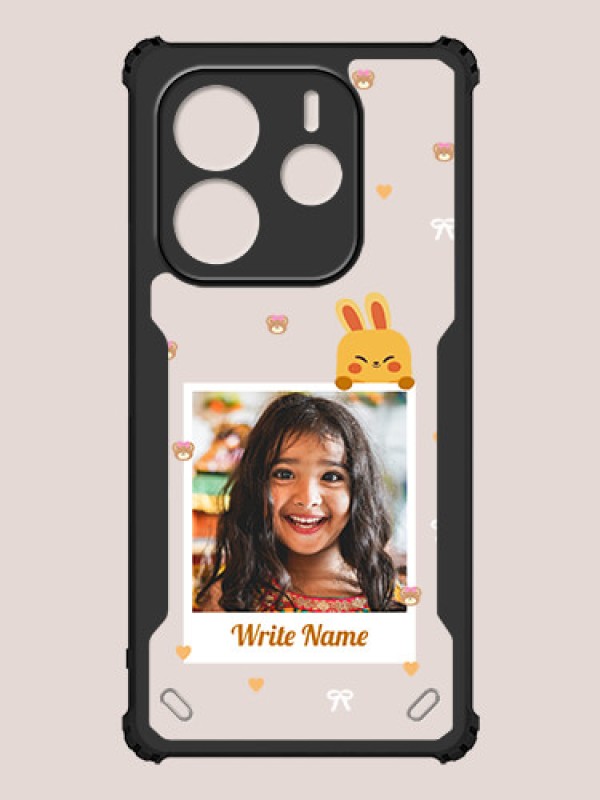 Custom Redmi Note 14 Custom Hybrid Mobile Phone Case With Cute Yellow Mouse Themed Polaroid Picture Style Design