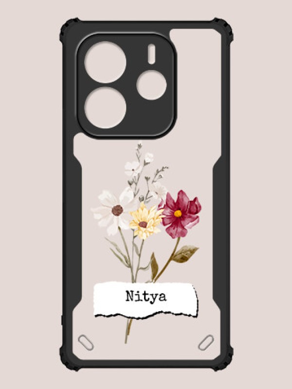 Custom Redmi Note 14 Custom Hybrid Mobile Phone Case With Beautiful Flowers Design