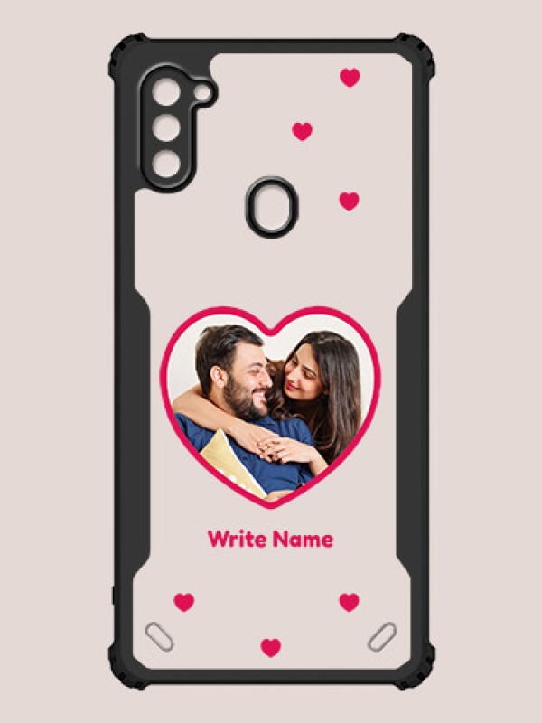 Custom Galaxy A11 Custom Hybrid Mobile Phone Case With Floating Hearts Themed Couple Design