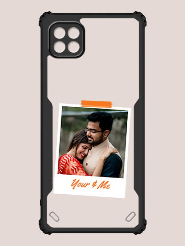 Custom Galaxy A22 5G Custom Hybrid Mobile Phone Case With You and Me Themed Polaroid Picture Style Design