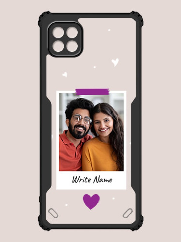 Custom Galaxy A22 5G Custom Hybrid Mobile Phone Case With Couple Themed Polaroid Picture Style Design