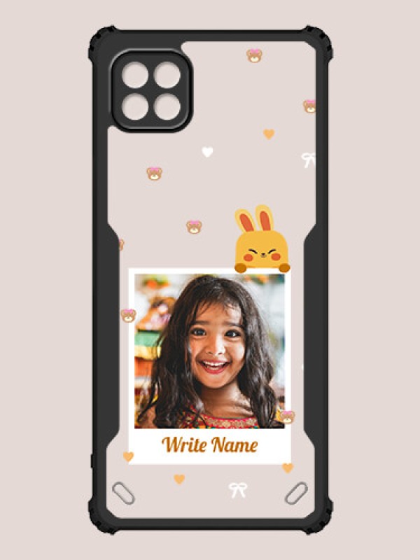 Custom Galaxy A22 5G Custom Hybrid Mobile Phone Case With Cute Yellow Mouse Themed Polaroid Picture Style Design
