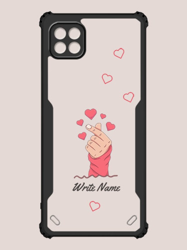 Custom Galaxy A22 5G Custom Hybrid Mobile Phone Case With Lovely Floating Hearts Design