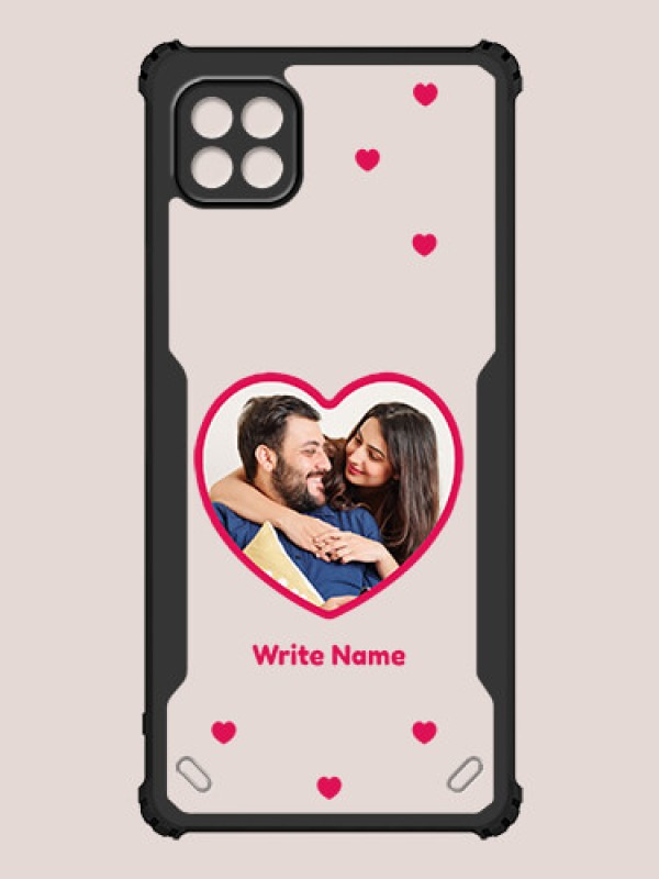 Custom Galaxy A22 5G Custom Hybrid Mobile Phone Case With Floating Hearts Themed Couple Design
