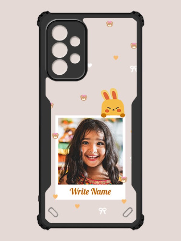 Custom Galaxy A23 Custom Hybrid Mobile Phone Case With Cute Yellow Mouse Themed Polaroid Picture Style Design