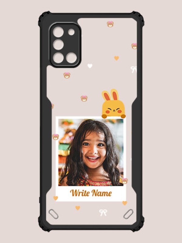 Custom Galaxy A31 Custom Hybrid Mobile Phone Case With Cute Yellow Mouse Themed Polaroid Picture Style Design