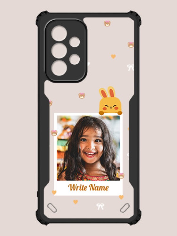 Custom Galaxy A53 5G Custom Hybrid Mobile Phone Case With Cute Yellow Mouse Themed Polaroid Picture Style Design