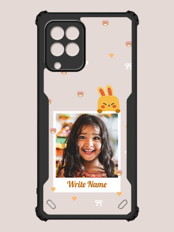 Custom Galaxy F62 Custom Hybrid Mobile Phone Case With Cute Yellow Mouse Themed Polaroid Picture Style Design