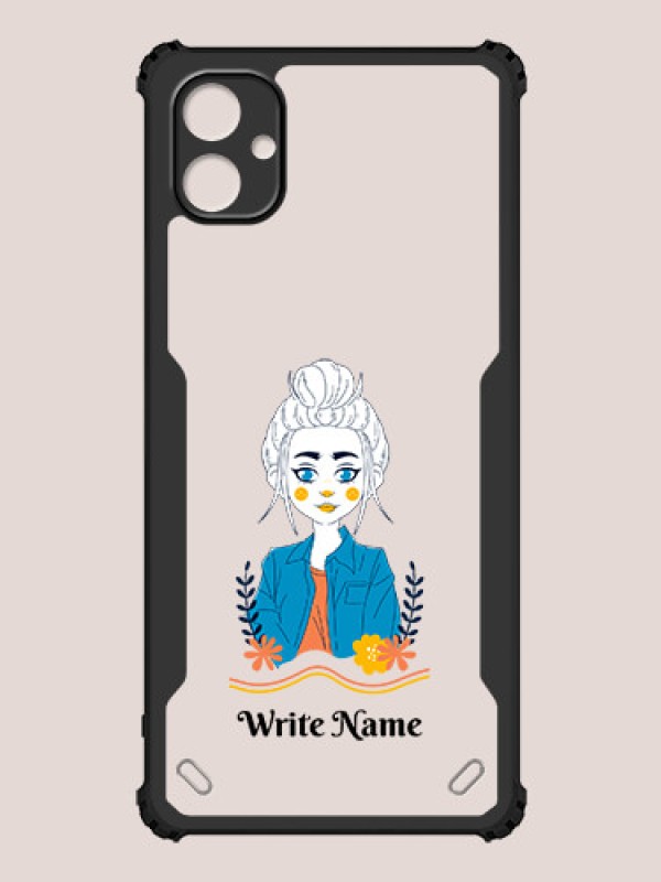 Custom Galaxy M04 Custom Hybrid Mobile Phone Case With Cute Cartoon Girl Design