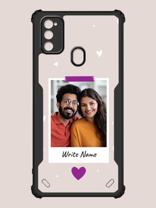 Custom Galaxy M21 Custom Hybrid Mobile Phone Case With Couple Themed Polaroid Picture Style Design