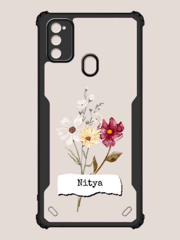 Custom Galaxy M21 Custom Hybrid Mobile Phone Case With Beautiful Flowers Design