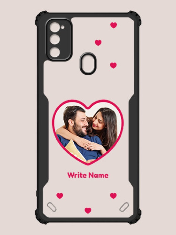 Custom Galaxy M21 Custom Hybrid Mobile Phone Case With Floating Hearts Themed Couple Design