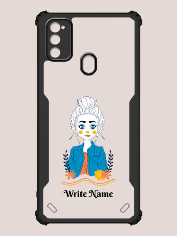 Custom Galaxy M21 Custom Hybrid Mobile Phone Case With Cute Cartoon Girl Design