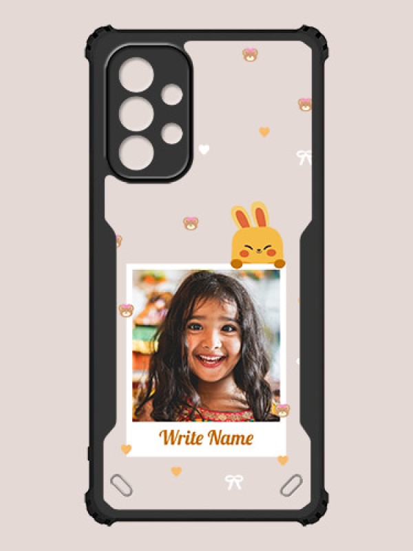 Custom Galaxy M32 5G Custom Hybrid Mobile Phone Case With Cute Yellow Mouse Themed Polaroid Picture Style Design