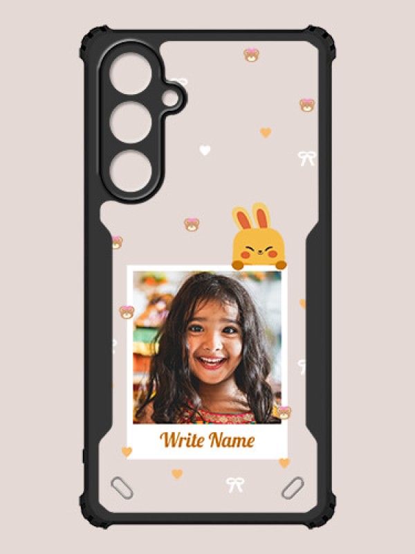 Custom Galaxy M35 5G Custom Hybrid Mobile Phone Case With Cute Yellow Mouse Themed Polaroid Picture Style Design