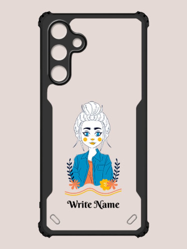 Custom Galaxy M55 5G Custom Hybrid Mobile Phone Case With Cute Cartoon Girl Design