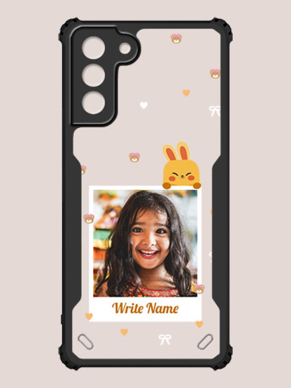 Custom Galaxy S21 Plus Custom Hybrid Mobile Phone Case With Cute Yellow Mouse Themed Polaroid Picture Style Design