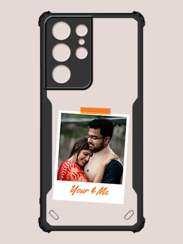 Custom Galaxy S21 Ultra Custom Hybrid Mobile Phone Case With You and Me Themed Polaroid Picture Style Design
