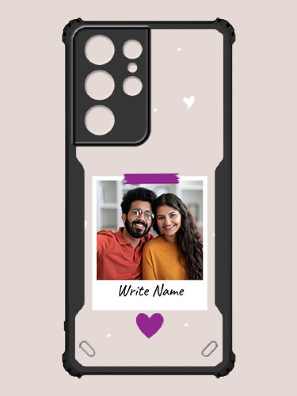 Custom Galaxy S21 Ultra Custom Hybrid Mobile Phone Case With Couple Themed Polaroid Picture Style Design