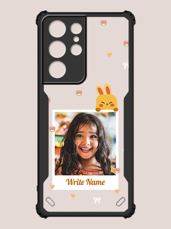 Custom Galaxy S21 Ultra Custom Hybrid Mobile Phone Case With Cute Yellow Mouse Themed Polaroid Picture Style Design