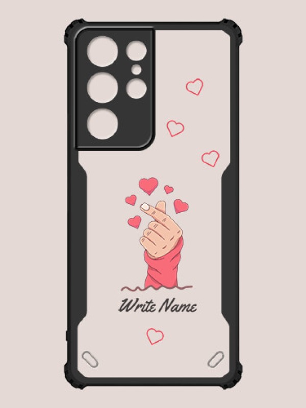 Custom Galaxy S21 Ultra Custom Hybrid Mobile Phone Case With Lovely Floating Hearts Design