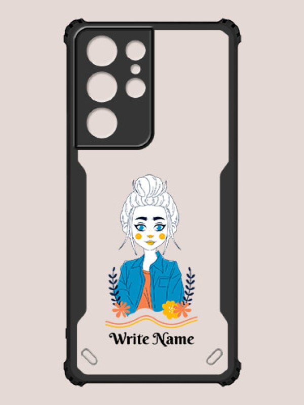 Custom Galaxy S21 Ultra Custom Hybrid Mobile Phone Case With Cute Cartoon Girl Design