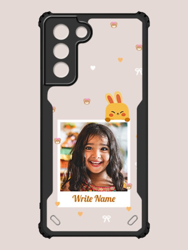 Custom Galaxy S21 Custom Hybrid Mobile Phone Case With Cute Yellow Mouse Themed Polaroid Picture Style Design