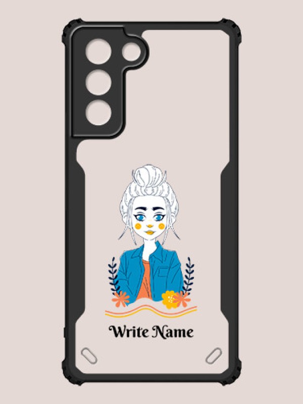 Custom Galaxy S21 Custom Hybrid Mobile Phone Case With Cute Cartoon Girl Design