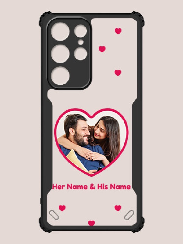 Custom Galaxy S22 Ultra 5G Custom Hybrid Mobile Phone Case With Floating Hearts Themed Couple Design
