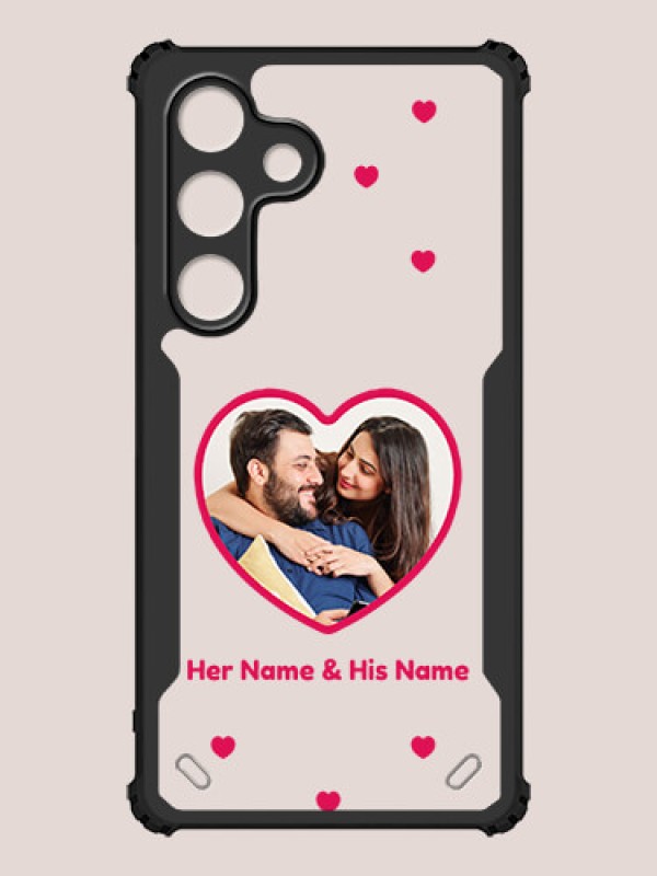 Custom Galaxy S24 5G Custom Hybrid Mobile Phone Case With Floating Hearts Themed Couple Design