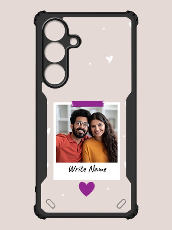 Custom Galaxy S25 5G Custom Hybrid Mobile Phone Case With Couple Themed Polaroid Picture Style Design