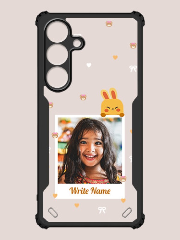 Custom Galaxy S25 5G Custom Hybrid Mobile Phone Case With Cute Yellow Mouse Themed Polaroid Picture Style Design