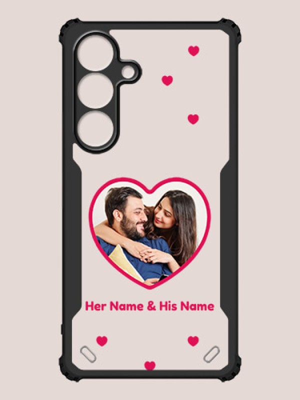 Custom Galaxy S25 5G Custom Hybrid Mobile Phone Case With Floating Hearts Themed Couple Design